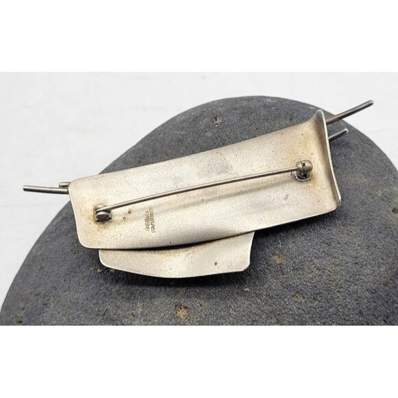 ED LEVIN 14K GOLD STERLING SILVER STUDIO ARTISAN MODERNIST SCULPTURE BROOCH PIN - Picture 4 of 7